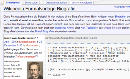 Wiki-Formatvorlage für Biographien